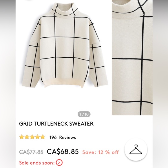 CHICWISH grid turtleneck sweater - Picture 3 of 3